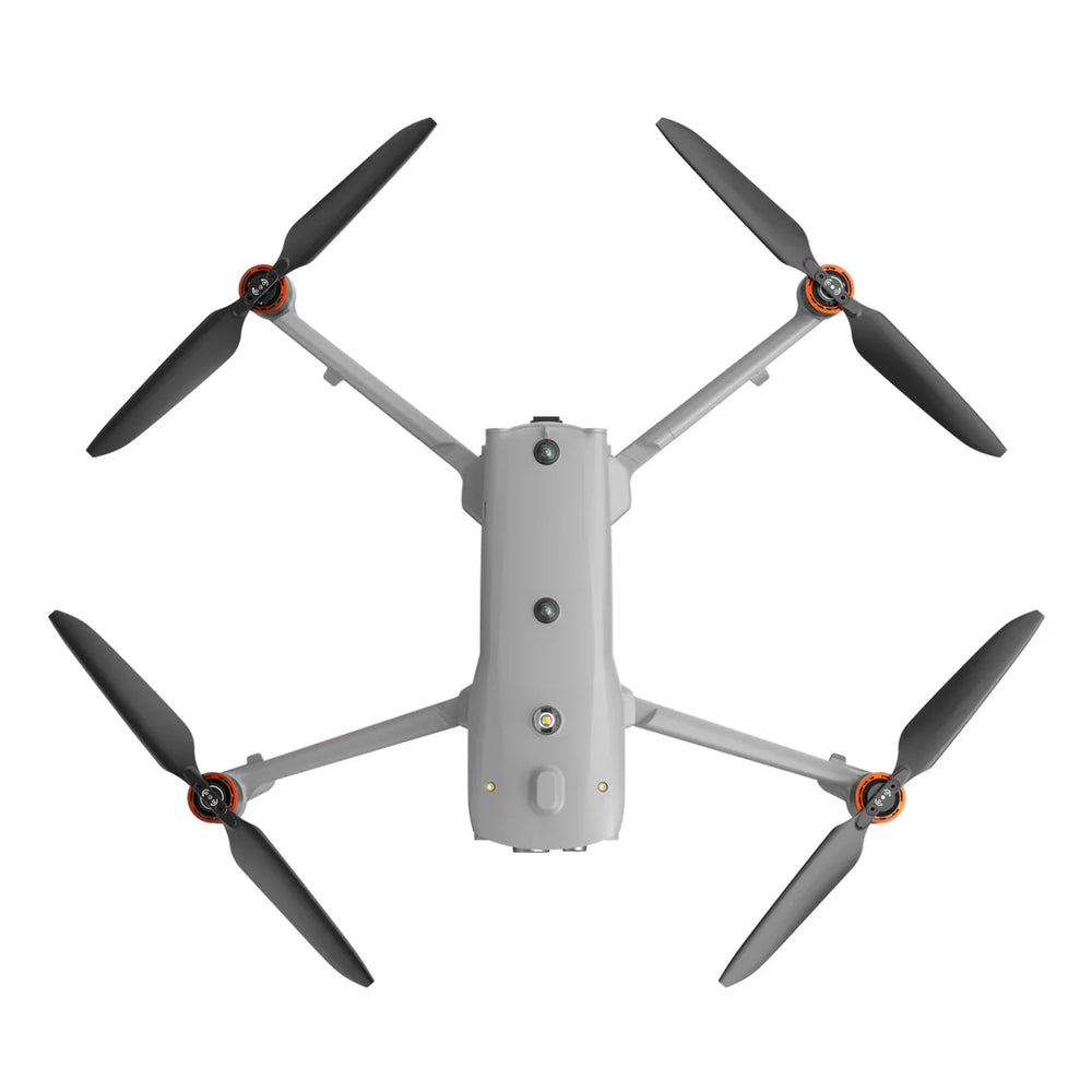 White drone with four propellers on a white background