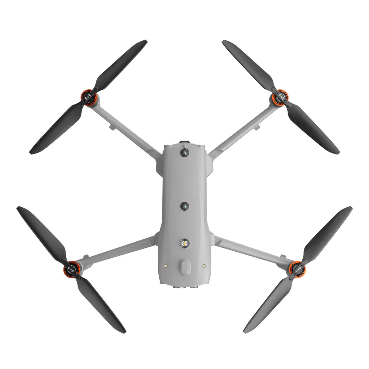 White drone with four propellers on a white background