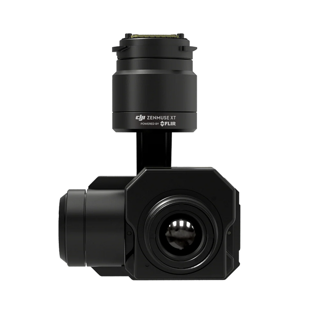 Black camera module with 'DJI Zenmuse XT' and 'FLIR' branding 